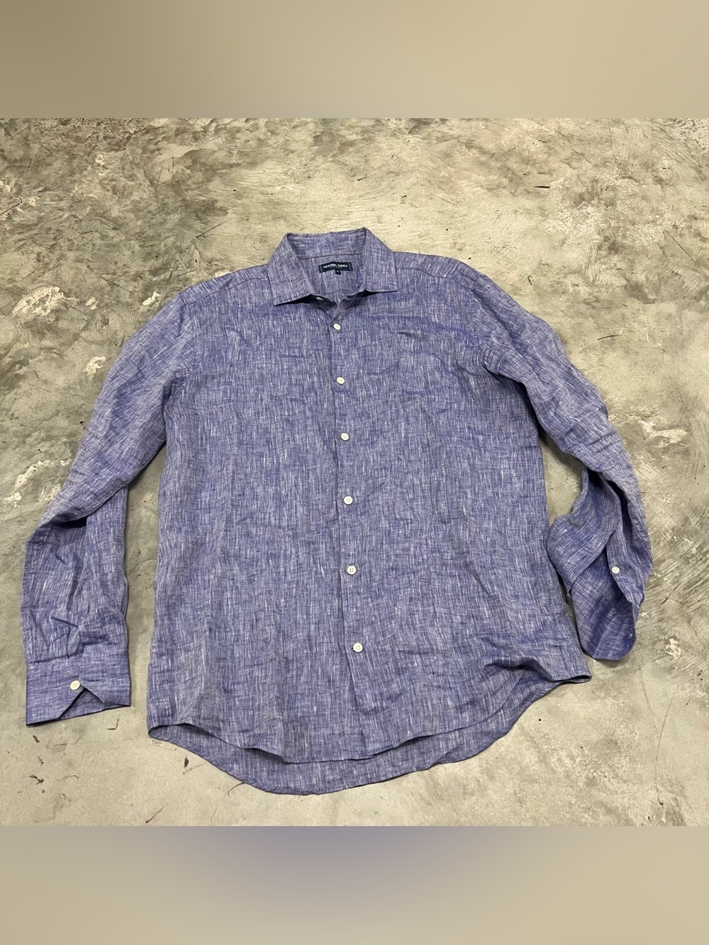 Frescobol Carioca Linen Long Sleeve Button Up Shirt Blue Men’s Size XL Indigo
